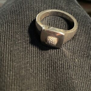 Lagos Caviar Sterling Silver Signet Ring Unisex